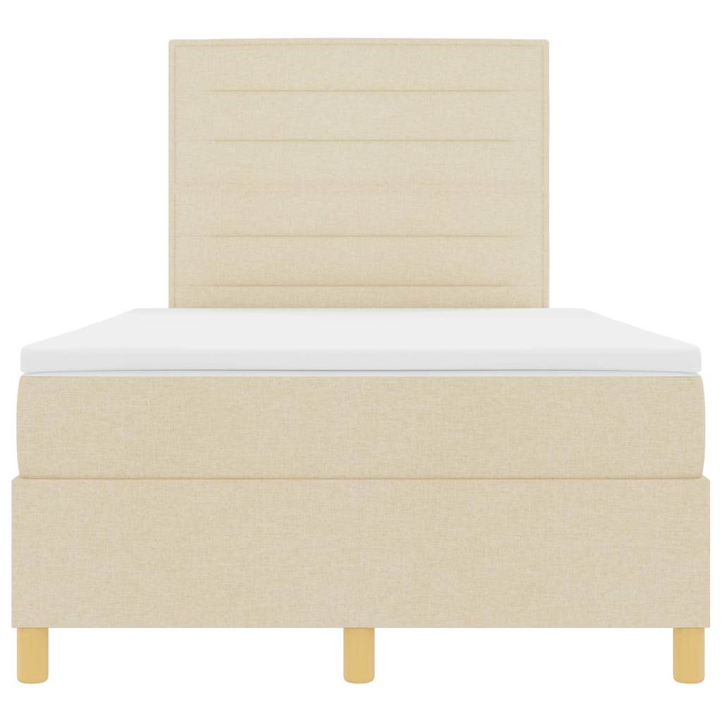 LED Box Spring Krevet s madracem Krema 120 x 190 cm tkanina