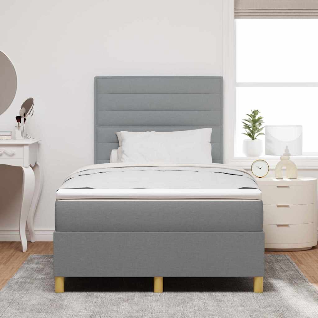 LED Box Spring Krevet Svijetlo siva 120 x 200 cm tkanina