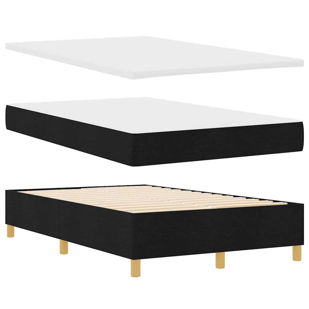 LED Box Spring Krevet s madracem Crna 120 x 200 cm tkanina