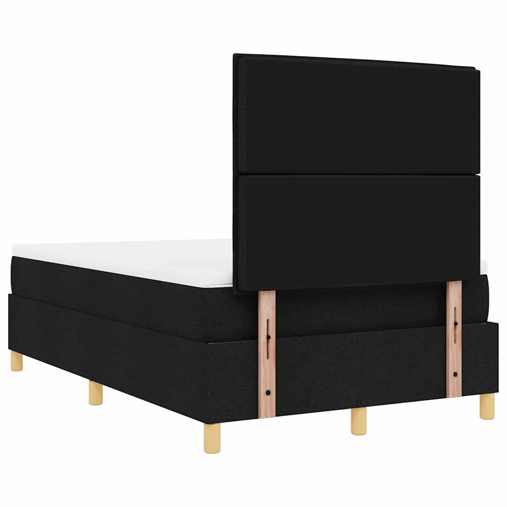 LED Box Spring Krevet s madracem Crna 120 x 200 cm tkanina