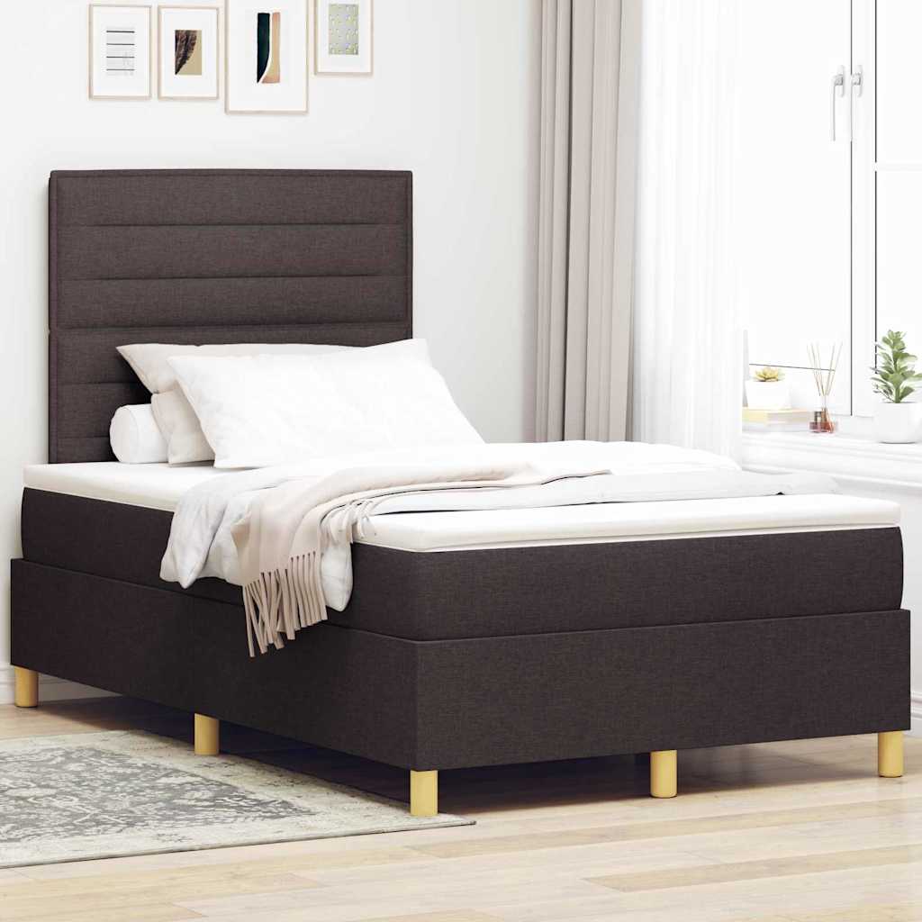 LED Box Spring Krevet Tamno smeđa 120 x 200 cm tkanina