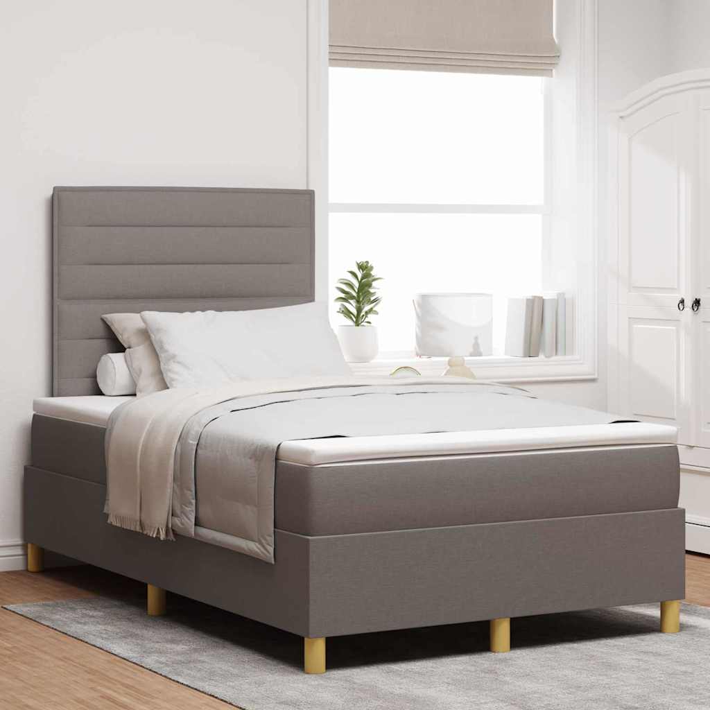 LED Box Spring Krevet Sivo-smeđa 120 x 200 cm tkanina