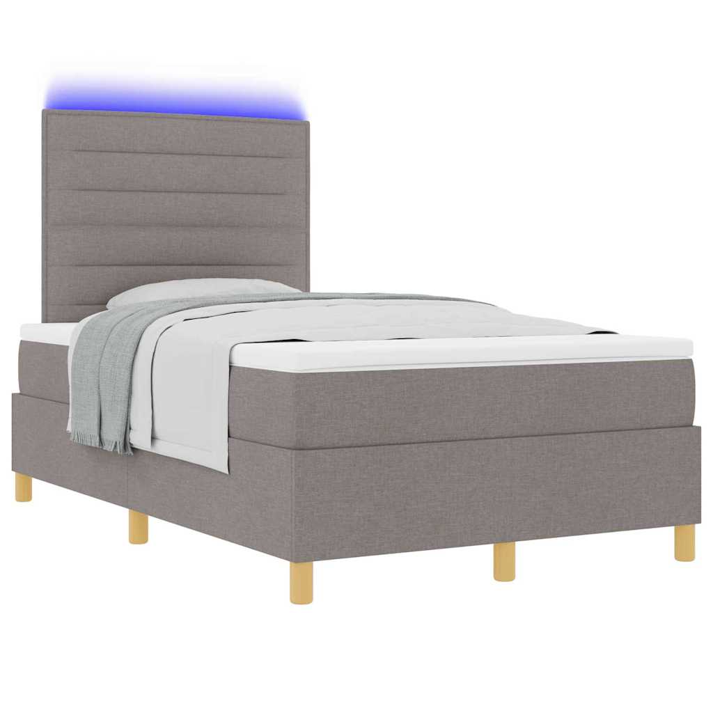 LED Box Spring Krevet Sivo-smeđa 120 x 200 cm tkanina