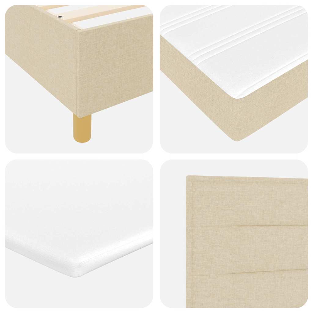 LED Box Spring Krevet s madracem Krema 120 x 200 cm tkanina