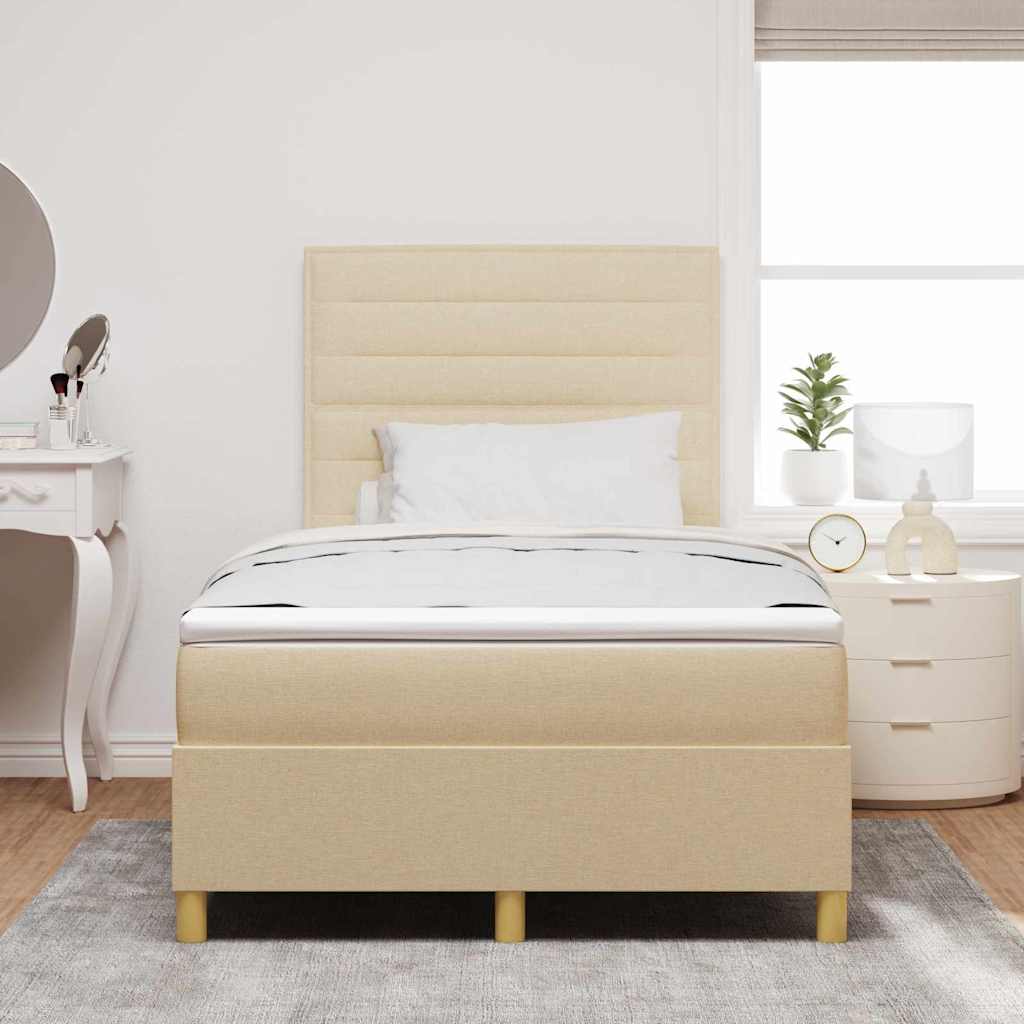 LED Box Spring Krevet s madracem Krema 120 x 200 cm tkanina