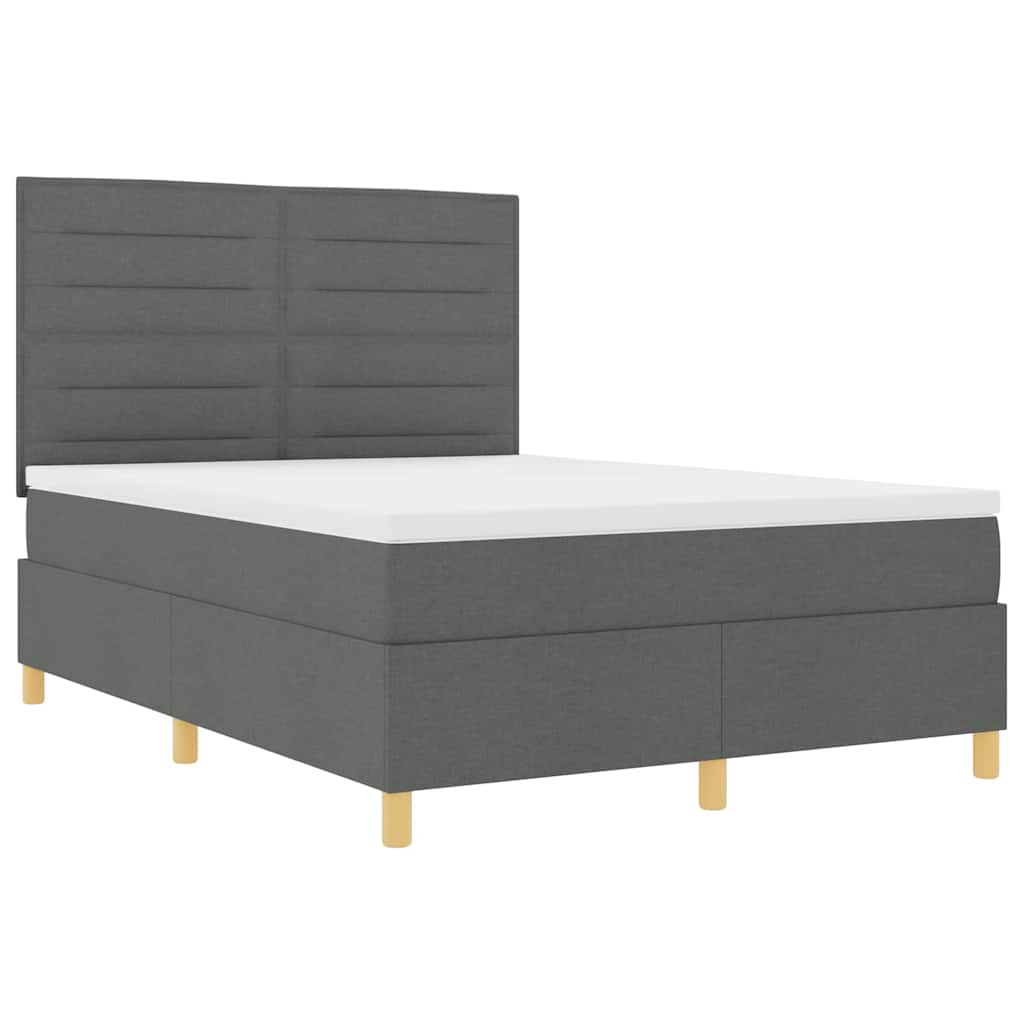 LED Box Spring Krevet Tamno siva 140 x 190 cm tkanina