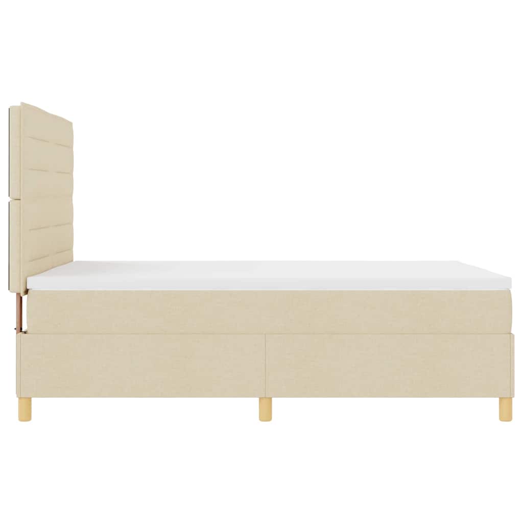 LED Box Spring Krevet s madracem Krema 140 x 190 cm tkanina