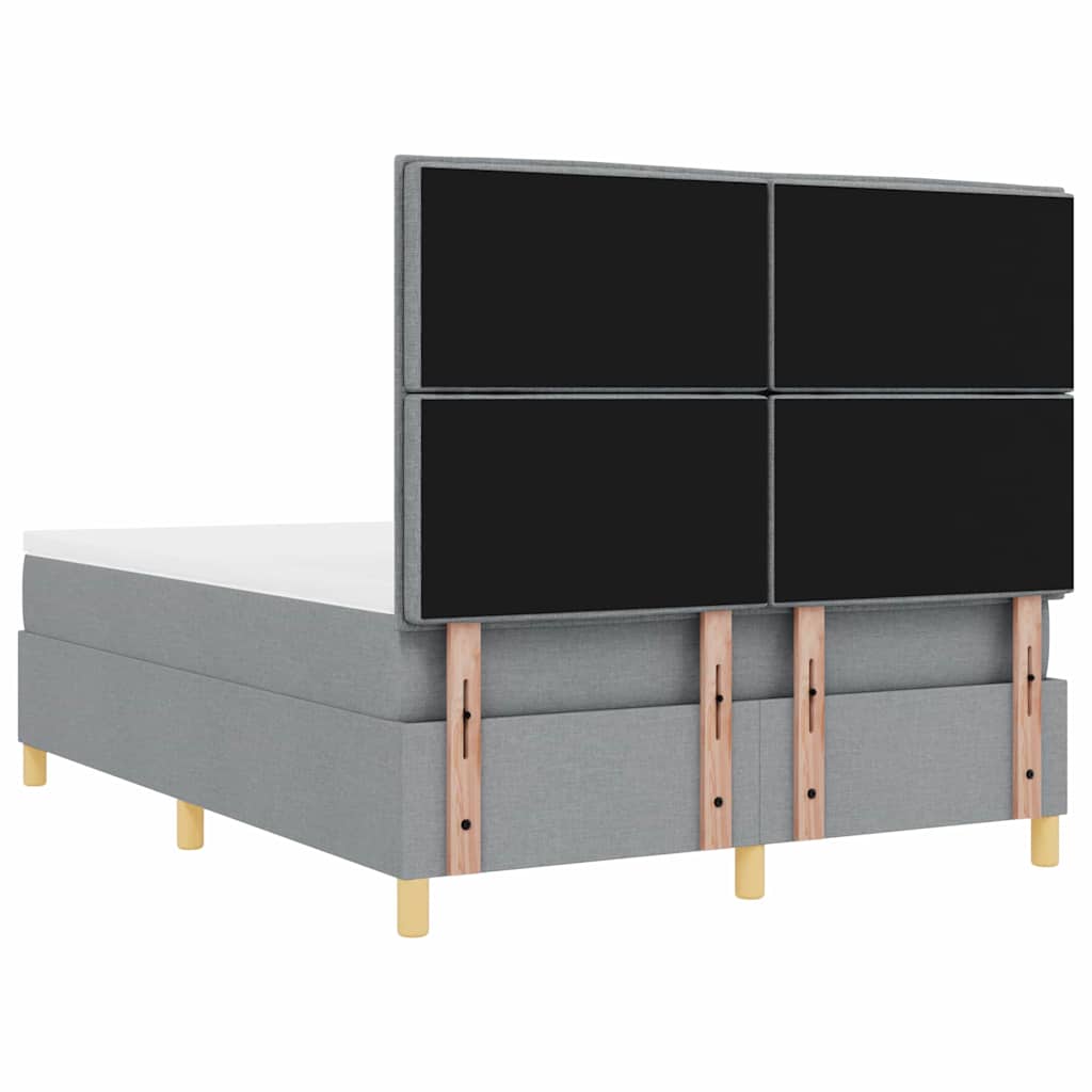 LED Box Spring Krevet Svijetlo siva 140 x 200 cm tkanina