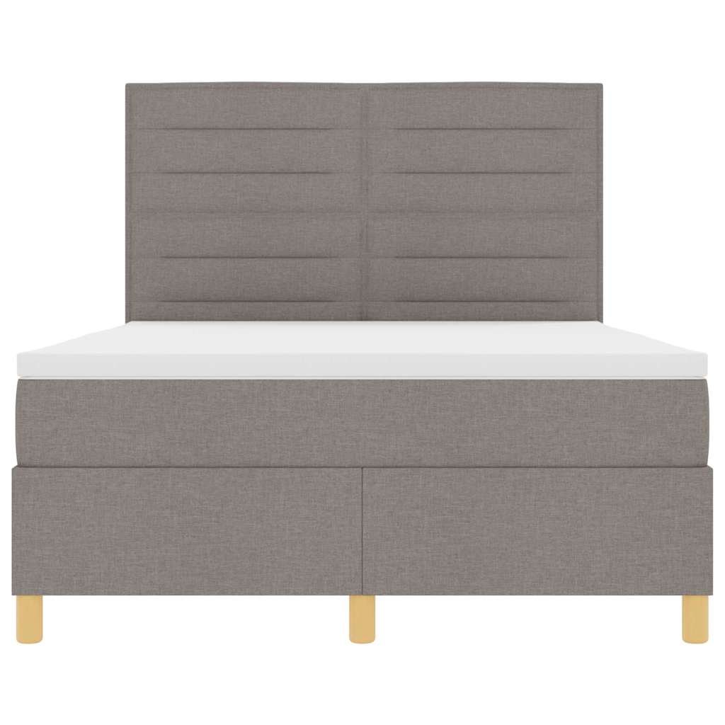 LED Box Spring Krevet Sivo-smeđa 140 x 200 cm tkanina