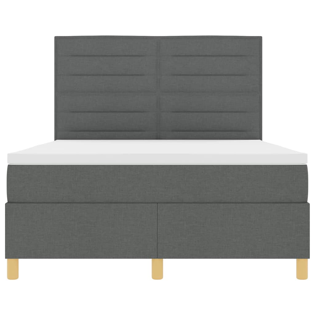 LED Box Spring Krevet Tamno siva 160 x 200 cm tkanina