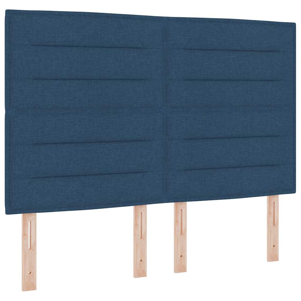 LED Box Spring Krevet s madracem Plava 160 x 200 cm tkanina