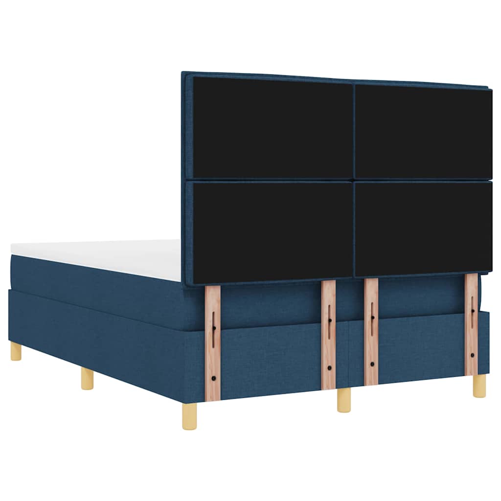 LED Box Spring Krevet s madracem Plava 160 x 200 cm tkanina