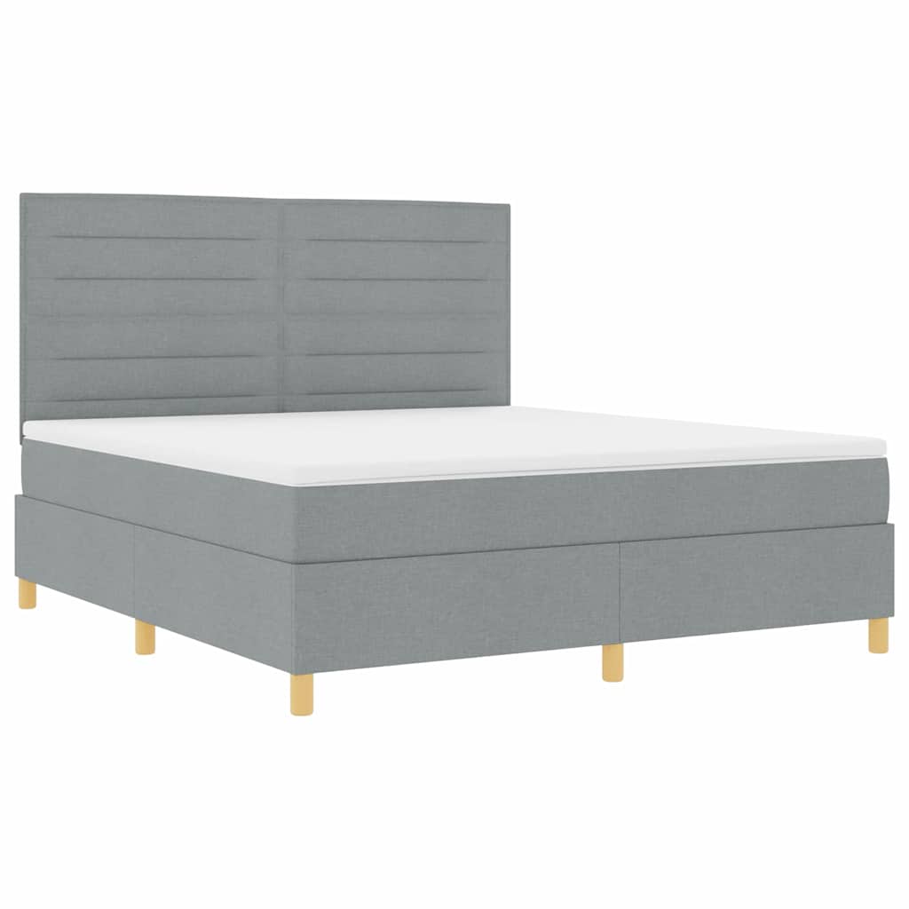 LED Box Spring Krevet Svijetlo siva 180 x 200 cm tkanina