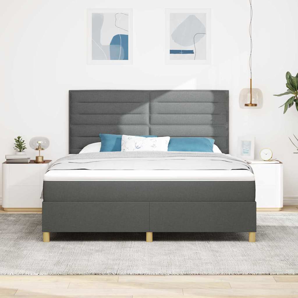 LED Box Spring Krevet Tamno siva 180 x 200 cm tkanina