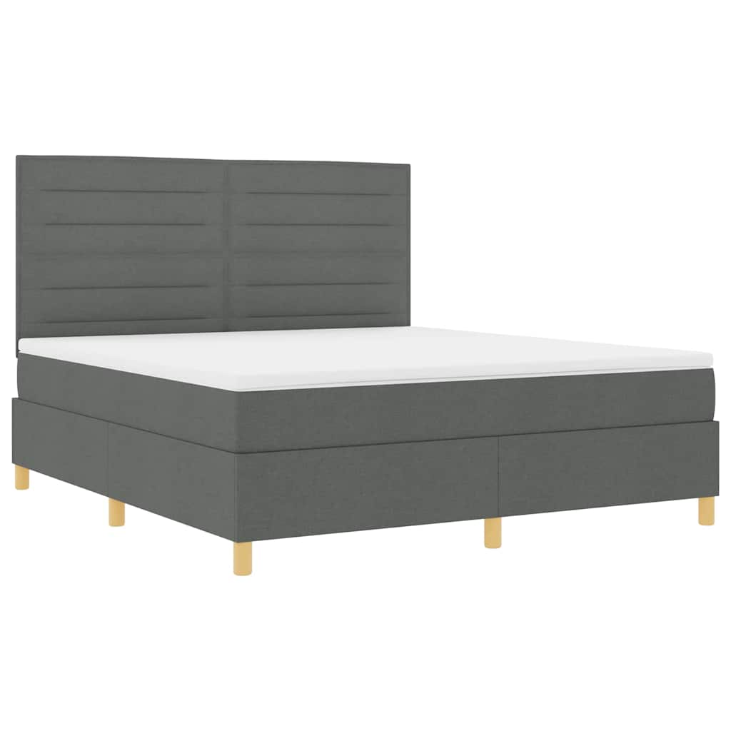 LED Box Spring Krevet Tamno siva 180 x 200 cm tkanina