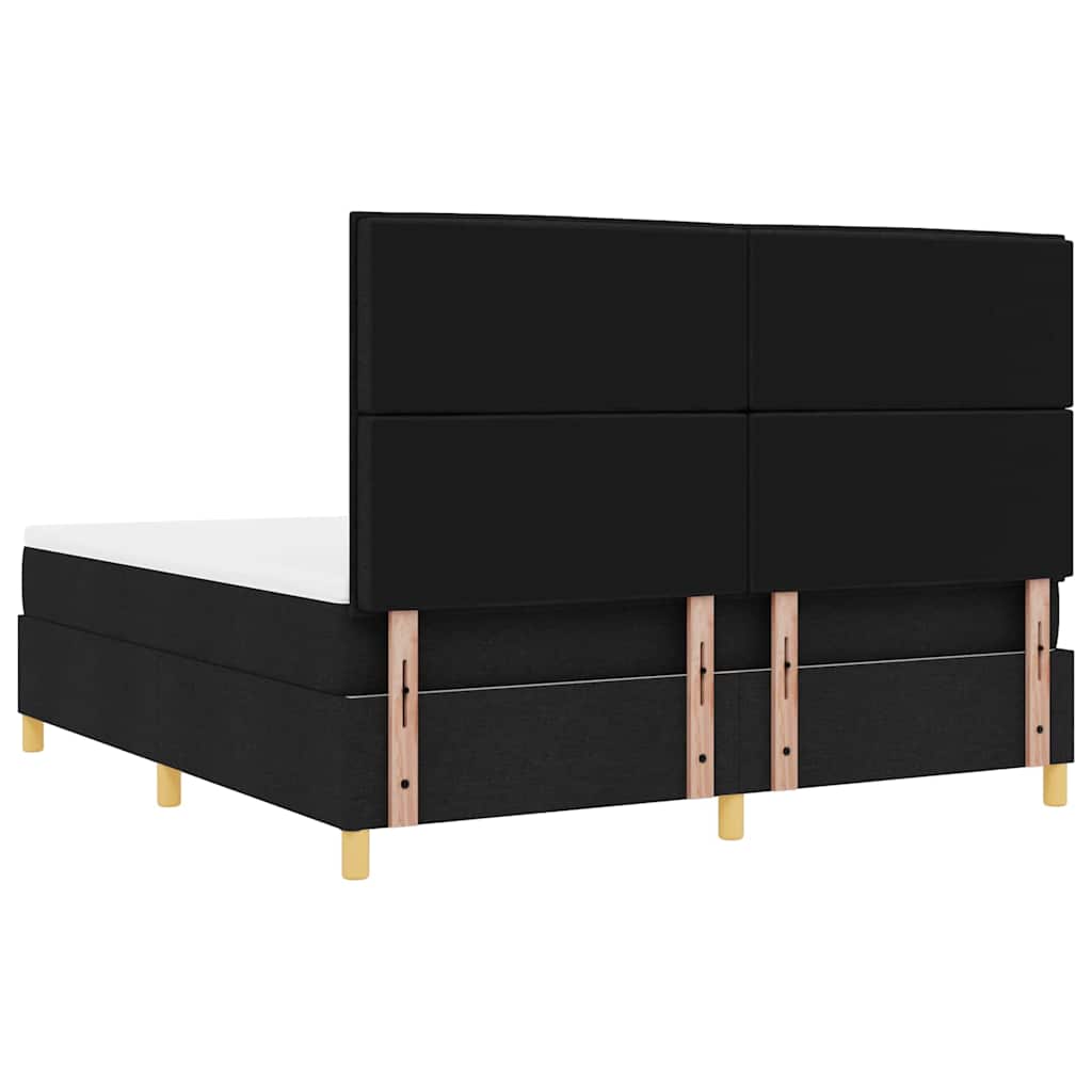 LED Box Spring Krevet s madracem Crna 180 x 200 cm tkanina