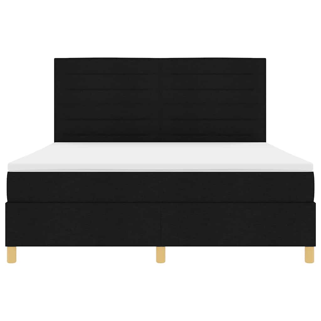 LED Box Spring Krevet s madracem Crna 180 x 200 cm tkanina