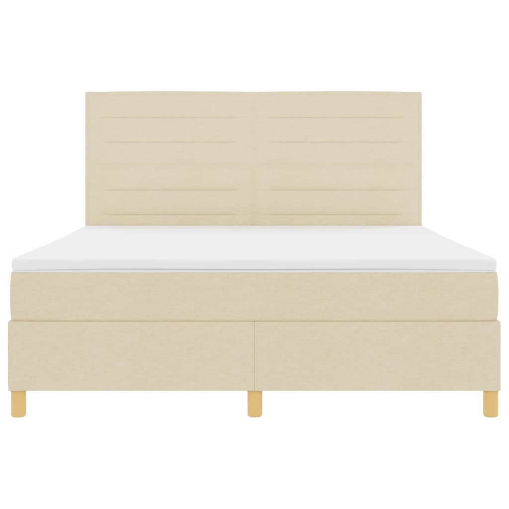LED Box Spring Krevet s madracem Krema 180 x 200 cm tkanina