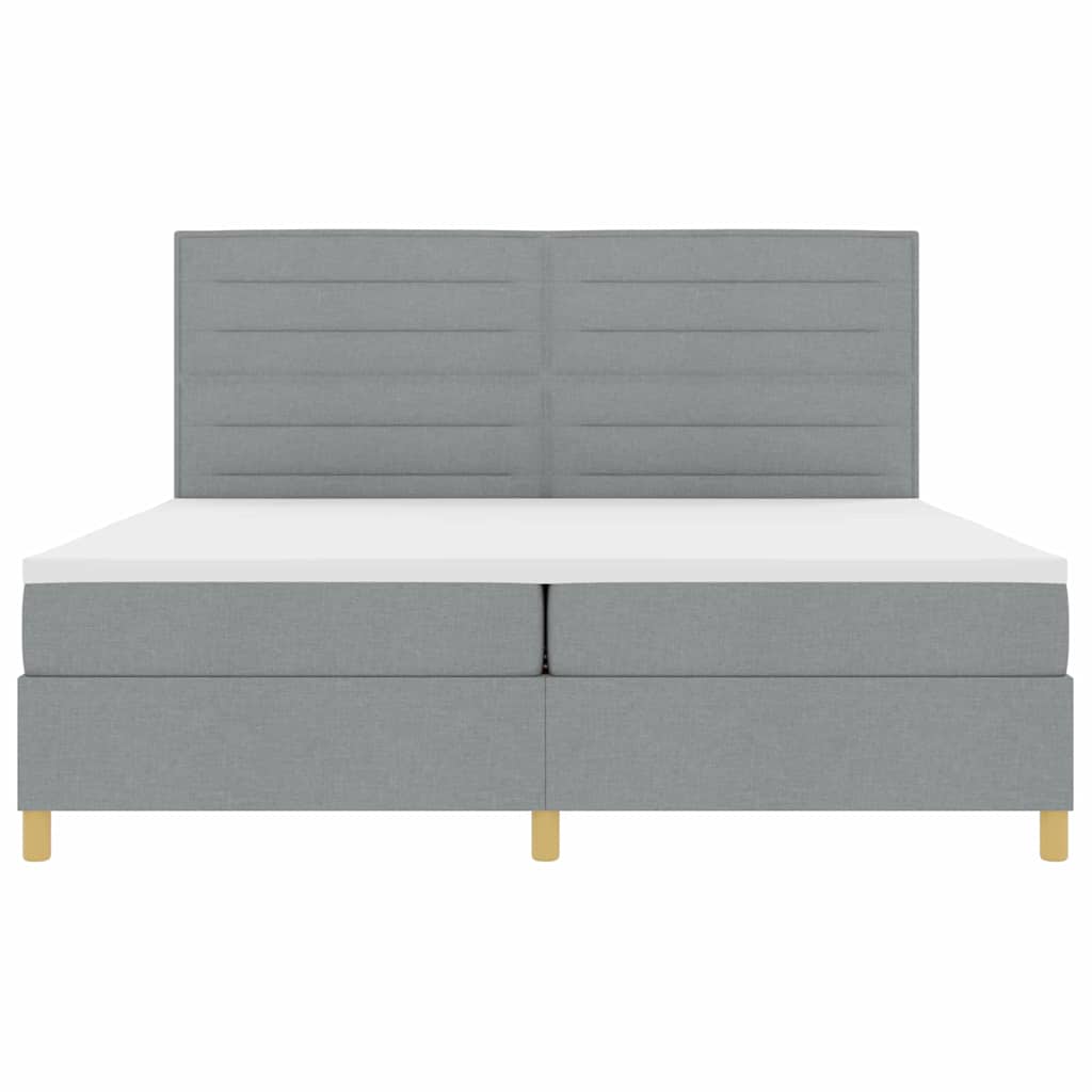 LED Box Spring Krevet Svijetlo siva 200 x 200 cm tkanina
