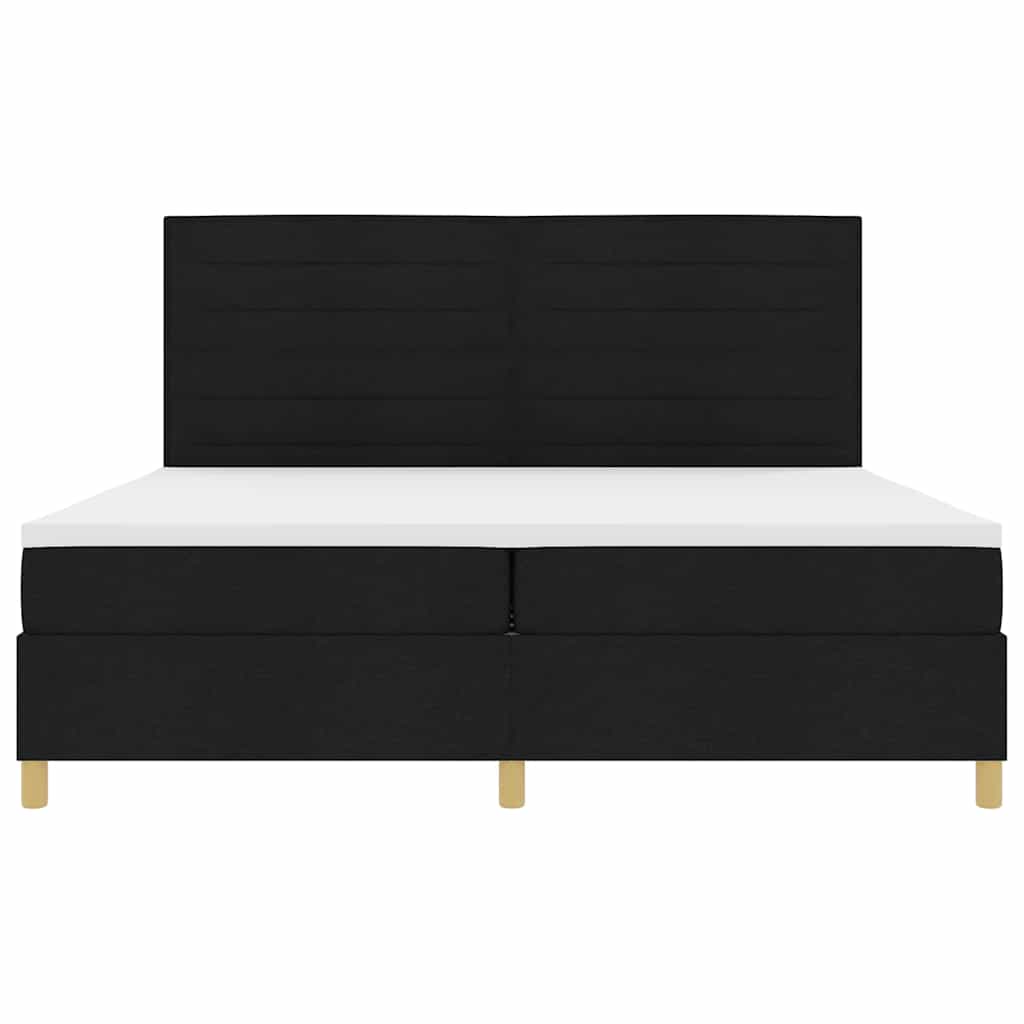 LED Box Spring Krevet s madracem Crna 200 x 200 cm tkanina