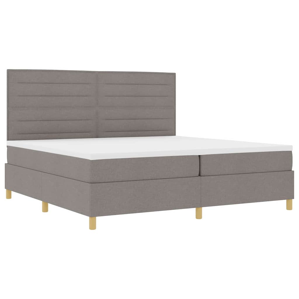 LED Box Spring Krevet Sivo-smeđa 200 x 200 cm tkanina