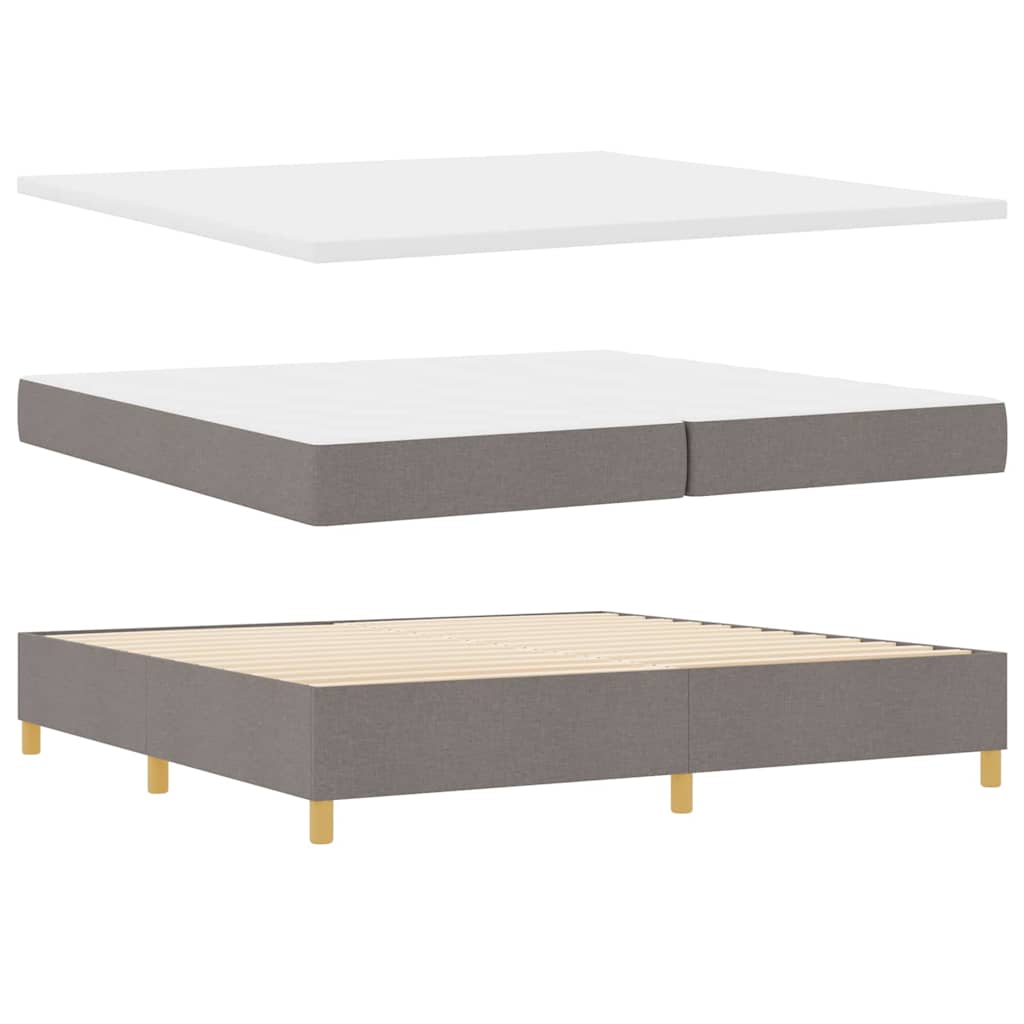 LED Box Spring Krevet Sivo-smeđa 200 x 200 cm tkanina