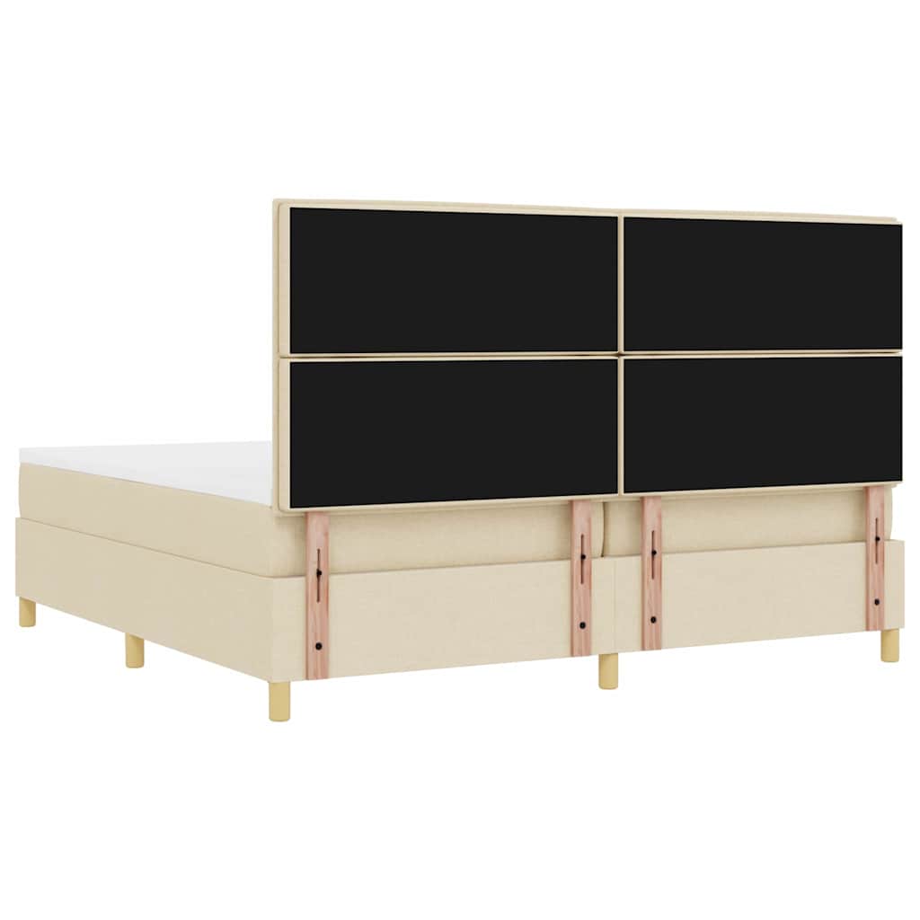 LED Box Spring Krevet s madracem Krema 200 x 200 cm tkanina