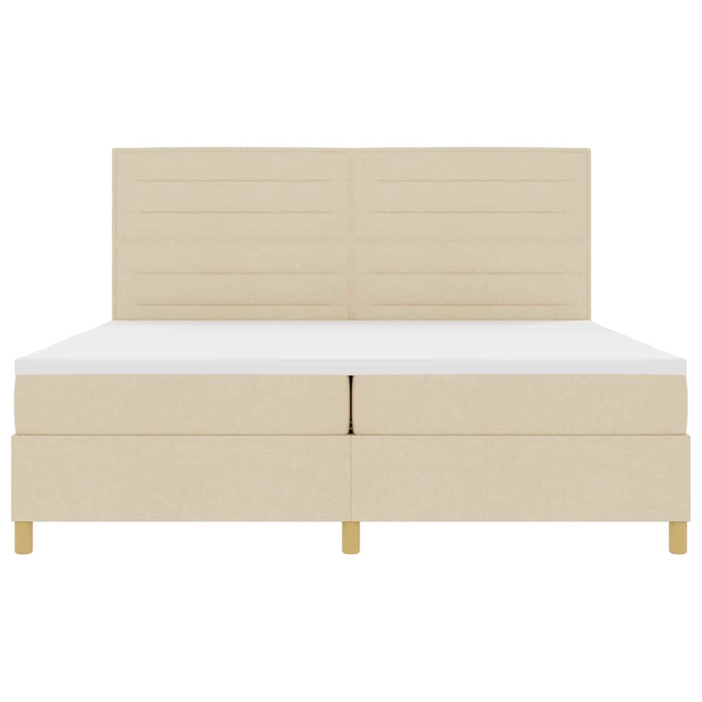 LED Box Spring Krevet s madracem Krema 200 x 200 cm tkanina