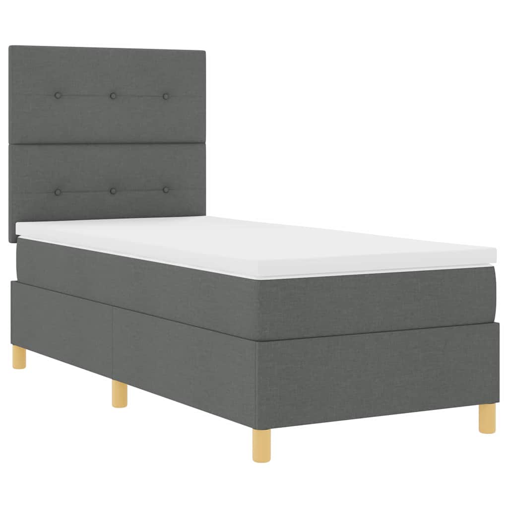 LED Box Spring Krevet s madracem Tamno siva 80 x 200 cm tkanina