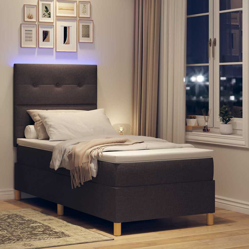 LED Box Spring Krevet Tamno smeđa 80 x 200 cm tkanina
