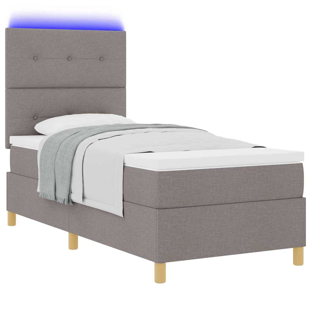 LED Box Spring Krevet s madracem Sivo-smeđa 90 x 190 cm tkanina