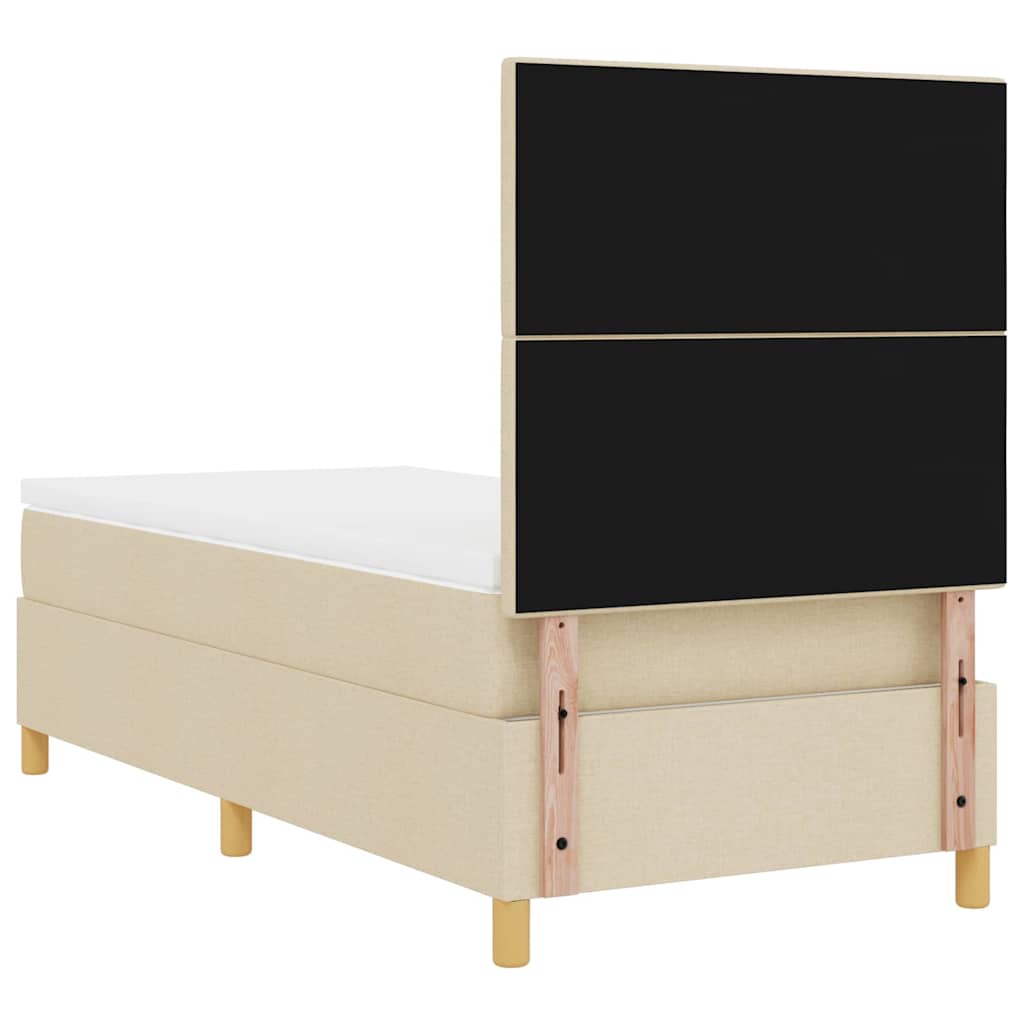 LED Box Spring Krevet s madracem Krema 90 x 190 cm tkanina
