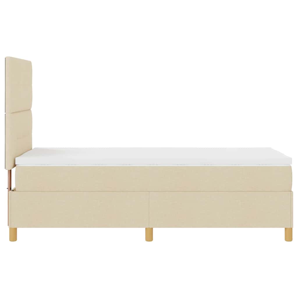 LED Box Spring Krevet s madracem Krema 90 x 190 cm tkanina