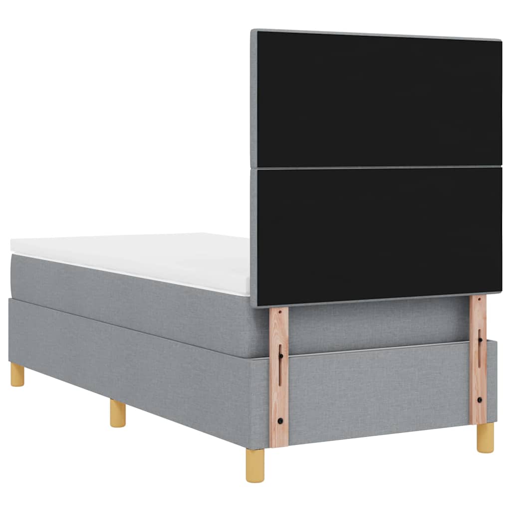 LED Box Spring Krevet Svijetlo siva 90 x 200 cm tkanina