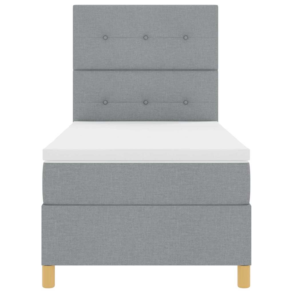 LED Box Spring Krevet Svijetlo siva 90 x 200 cm tkanina