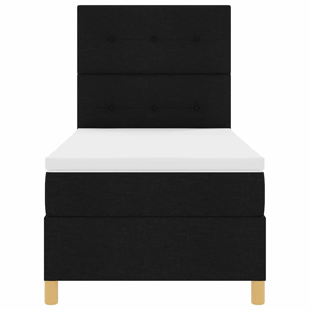LED Box Spring Krevet s madracem Crna 90 x 200 cm tkanina