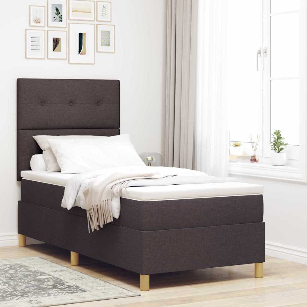 LED Box Spring Krevet Tamno smeđa 90 x 200 cm tkanina