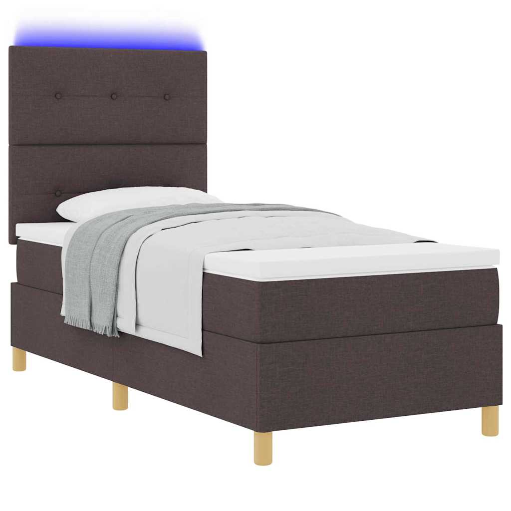 LED Box Spring Krevet Tamno smeđa 90 x 200 cm tkanina