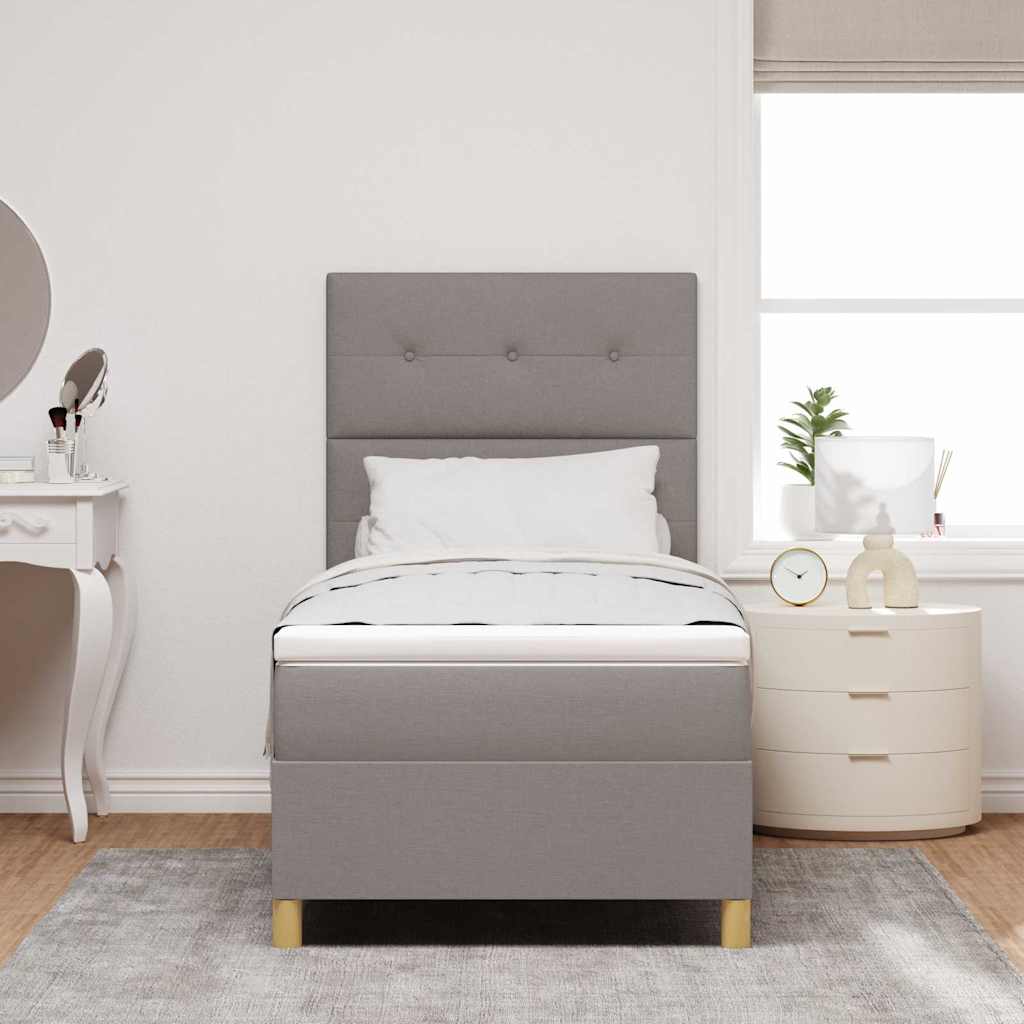 LED Box Spring Krevet Sivo-smeđa 100 x 200 cm tkanina