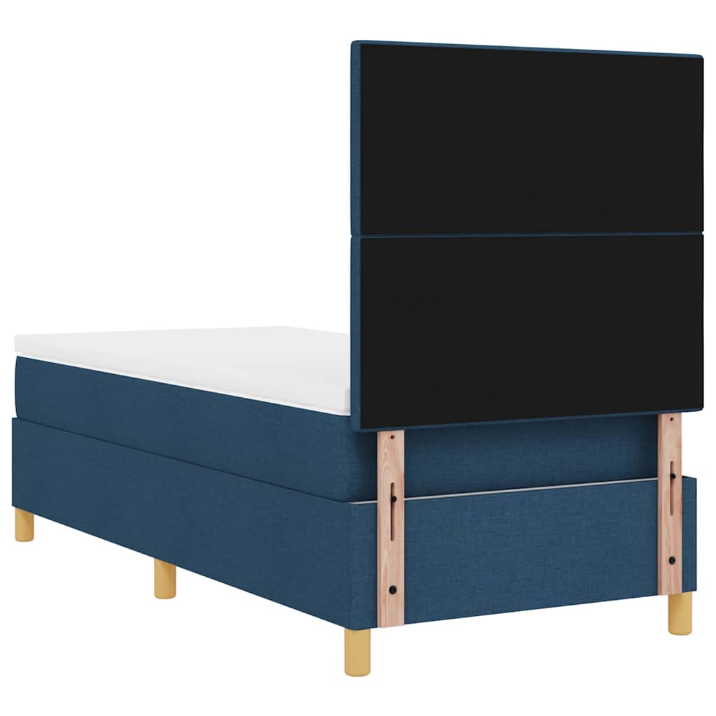 LED Box Spring Krevet s madracem Plava 100 x 200 cm tkanina