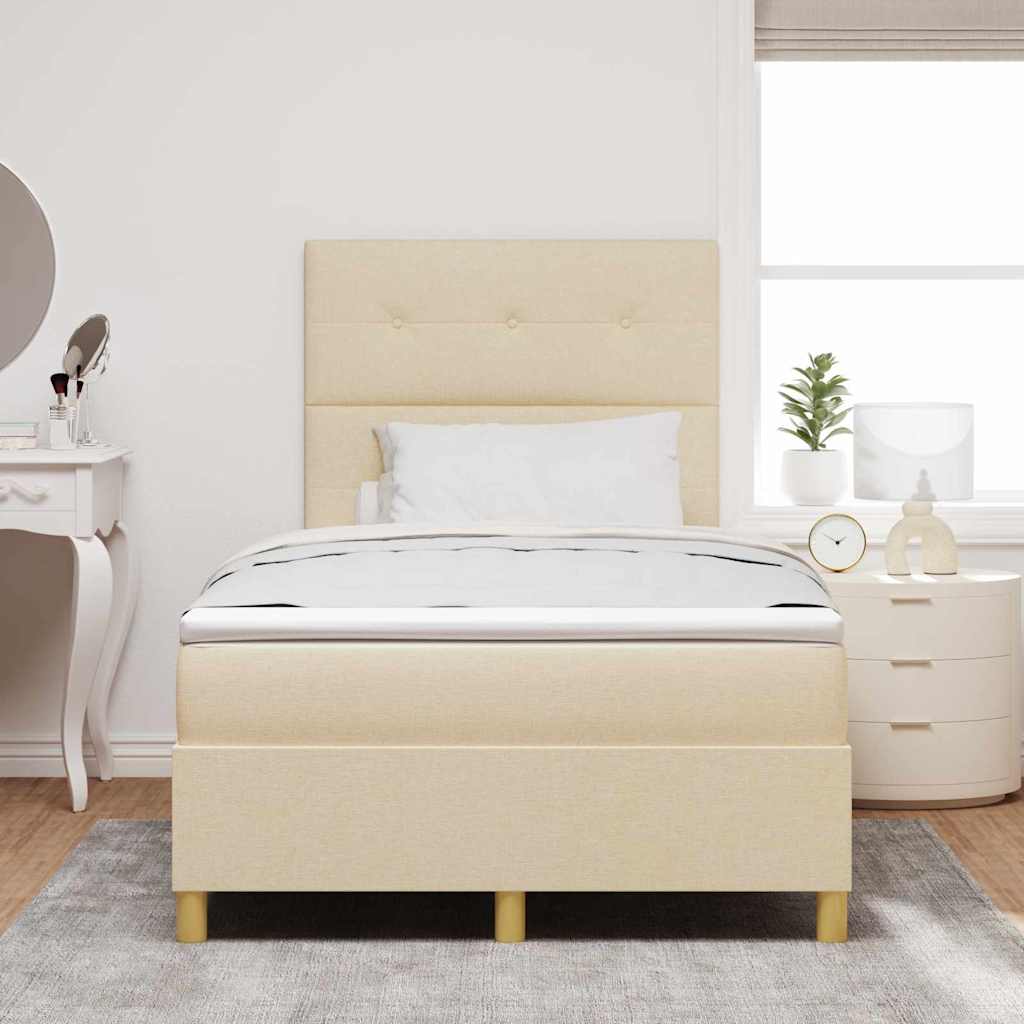 LED Box Spring Krevet s madracem Krema 120 x 190 cm tkanina