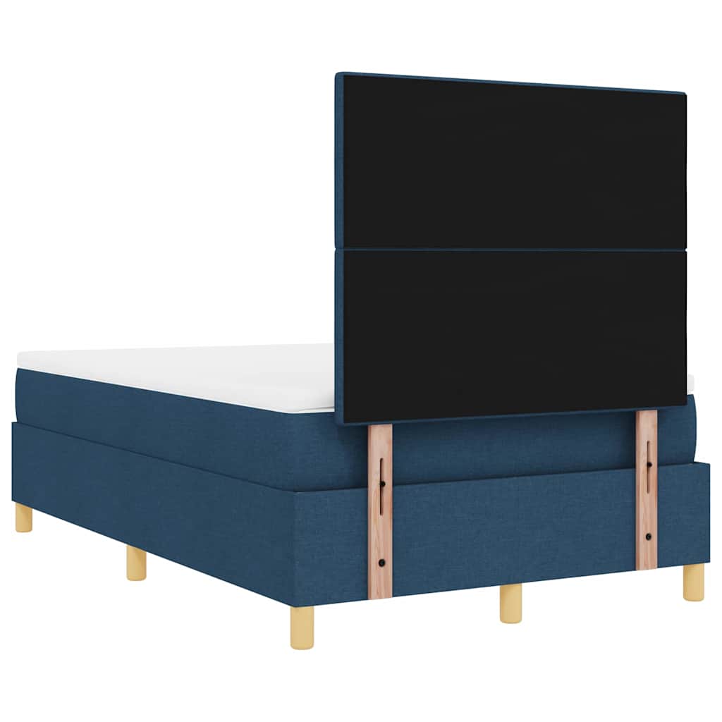 LED Box Spring Krevet s madracem Plava 120 x 190 cm tkanina