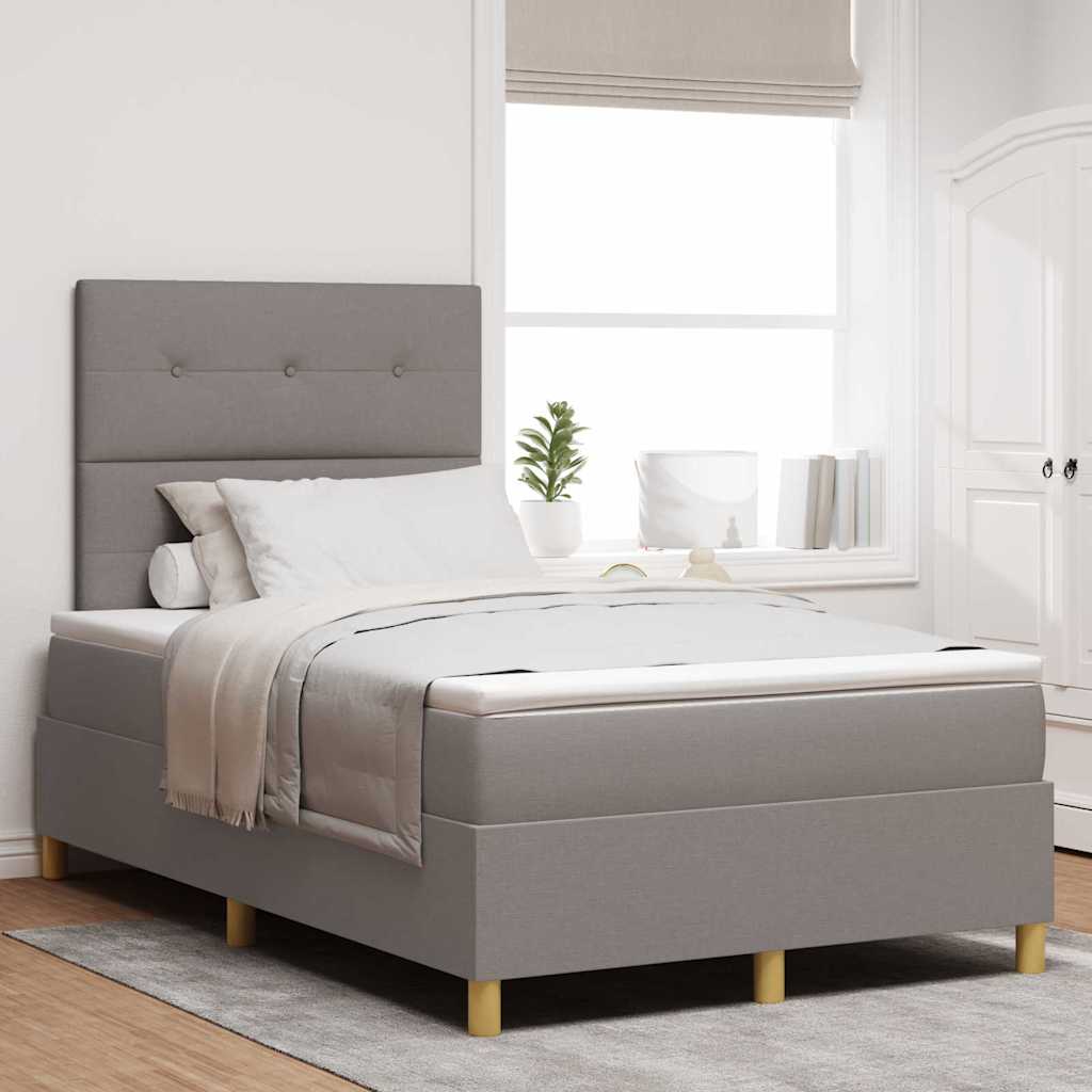LED Box Spring Krevet Sivo-smeđa 120 x 200 cm tkanina