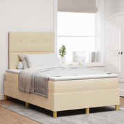 LED Box Spring Krevet s uzglavljem Krema 120 x 200 cm tkanina