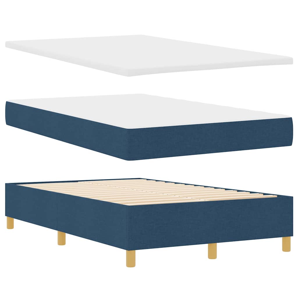 LED Box Spring Krevet s madracem Plava 120 x 200 cm tkanina