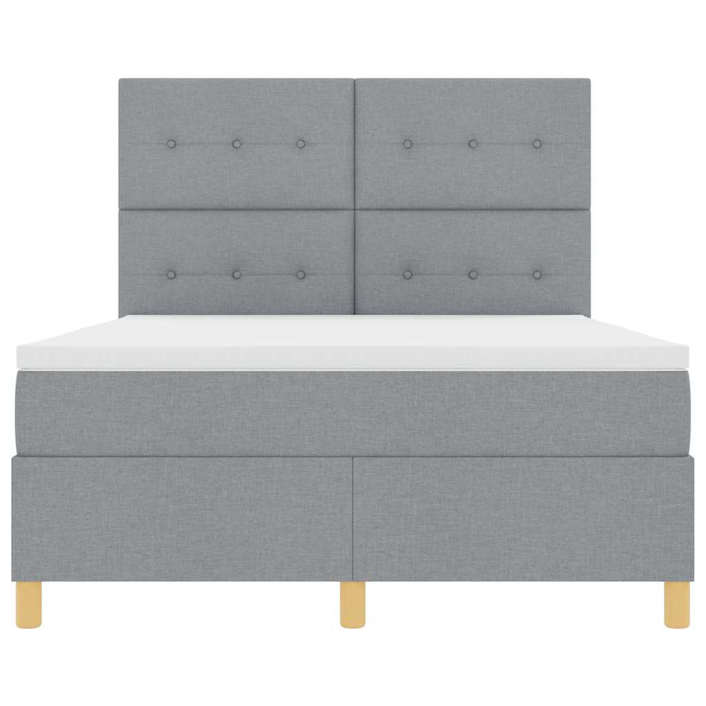 LED Box Spring Krevet Svijetlo siva 140 x 190 cm tkanina