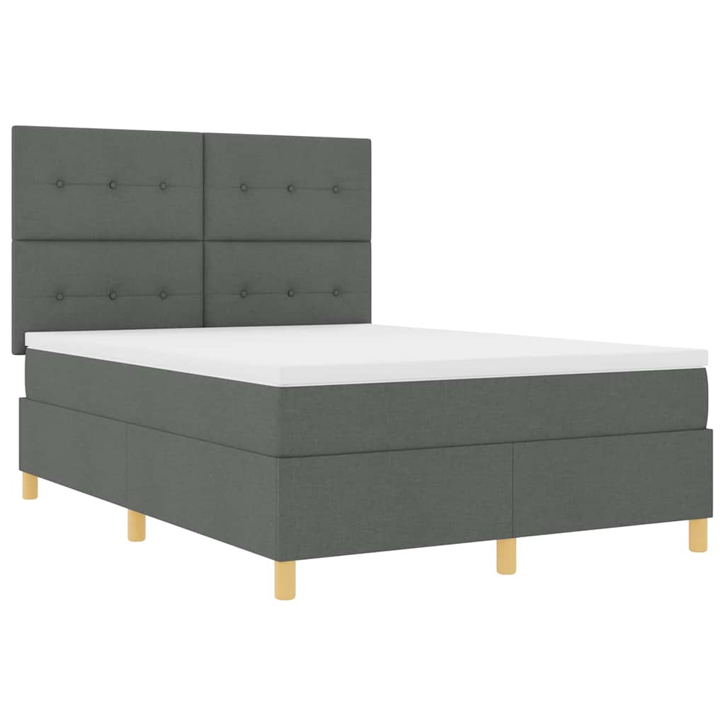 LED Box Spring Krevet Tamno siva 140 x 190 cm tkanina