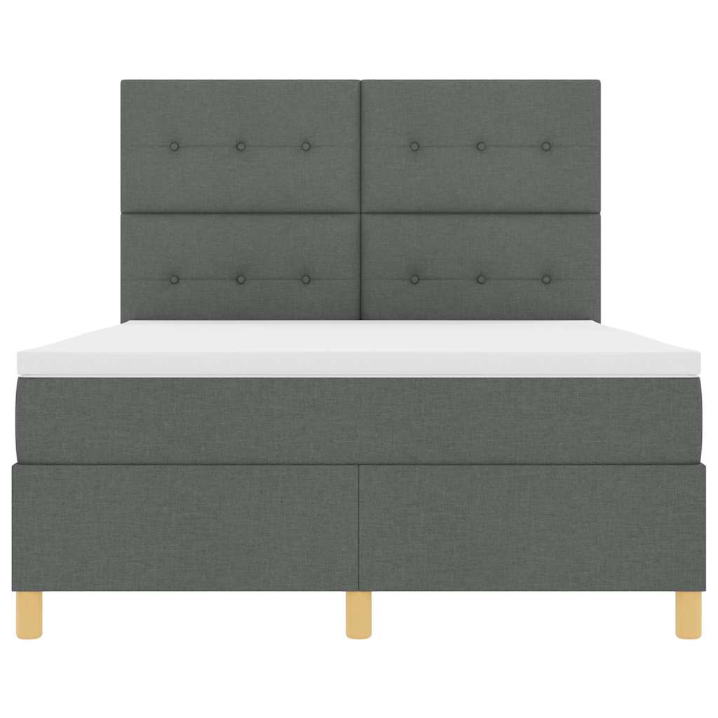 LED Box Spring Krevet Tamno siva 140 x 190 cm tkanina