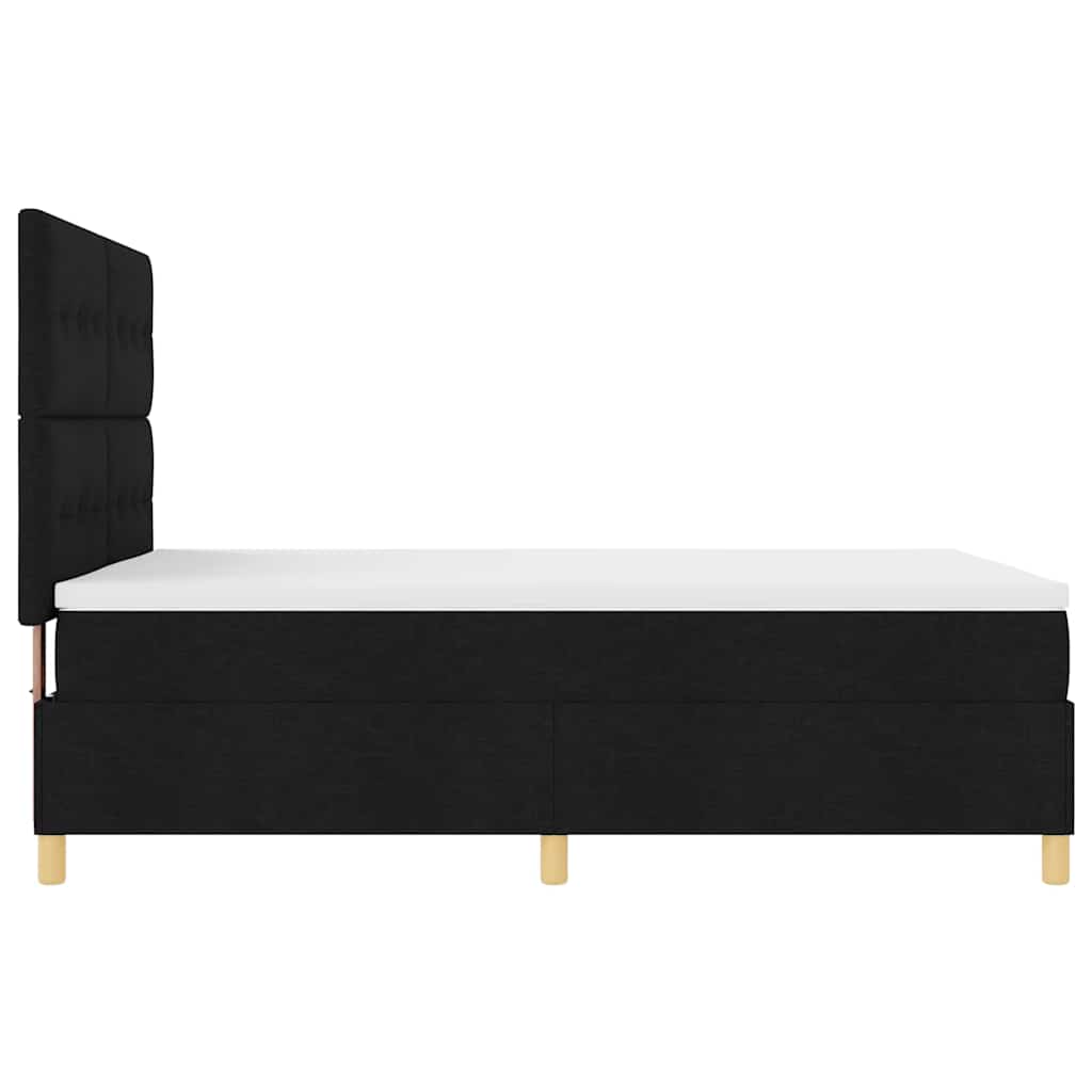 LED Box Spring Krevet s madracem Crna 140 x 190 cm tkanina