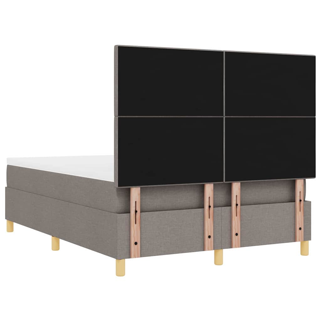 LED Box Spring Krevet Sivo-smeđa 140 x 190 cm tkanina